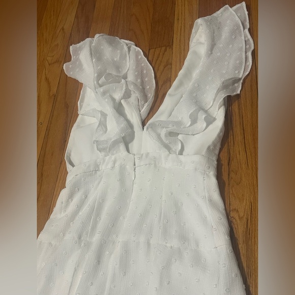 Free People White Plunge Jumpsuit with Flutter Cap Sleeves - Picture 9 of 14